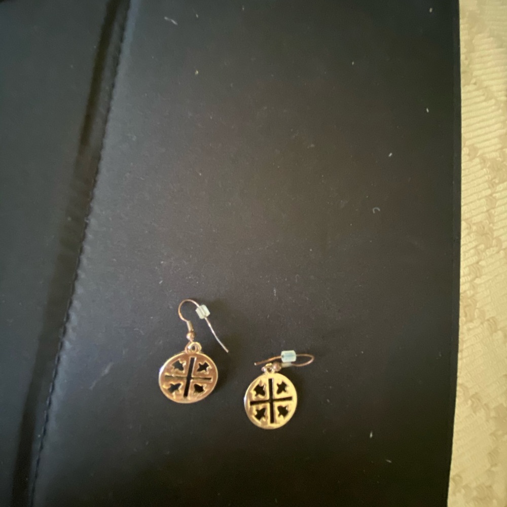 Golden dangle patterned earrings